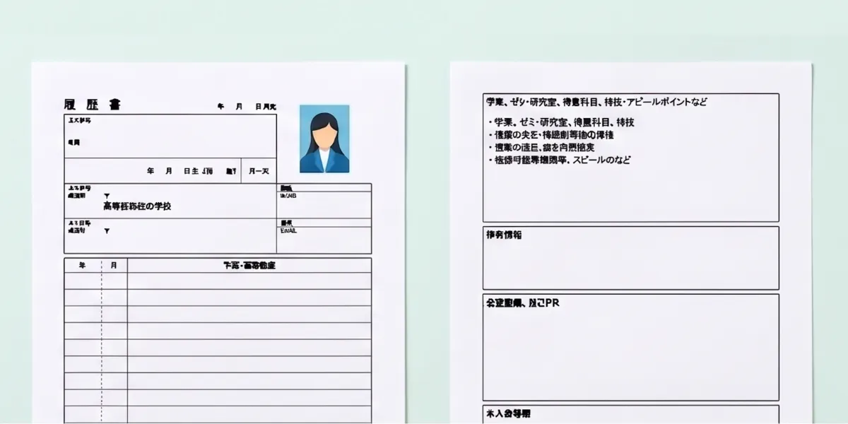 新卒用の履歴書テンプレートのイメージ