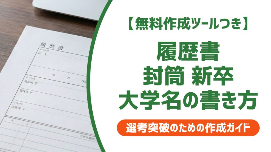【無料作成ツール付き】新卒向け履歴書封筒の書き方｜大学名の正しい書き場所と郵送マナー
