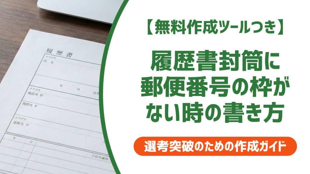 【無料作成ツール付き】履歴書封筒の郵便番号枠なし｜縦書き横書きの正しい書き方