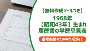 1968年（昭和43年）生まれ 履歴書の学歴・職歴早見表｜入学・卒業年度一覧