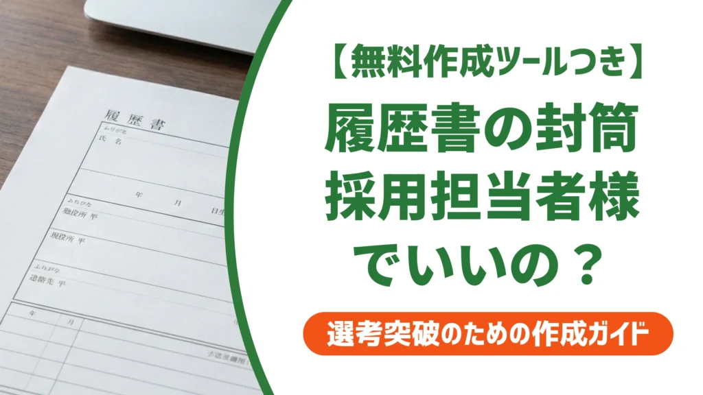 履歴書封筒の「採用担当者様」は正解？御中との使い分けを徹底解説