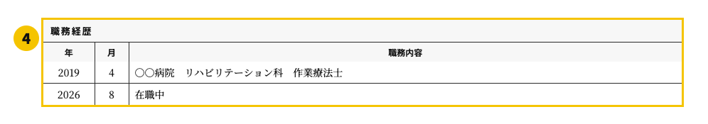 作業療法士の職務経歴書テンプレート | 無料作成・ダウンロード・PDF・印刷の職務経歴欄
