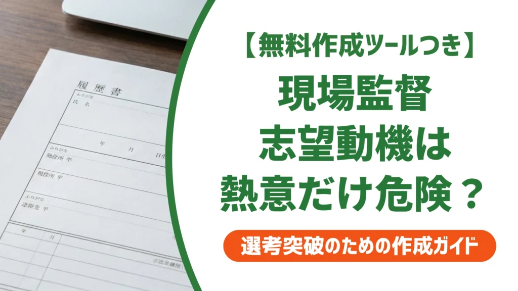 現場監督の志望動機｜未経験は「熱意だけ」で書くと落ちる理由を徹底解説