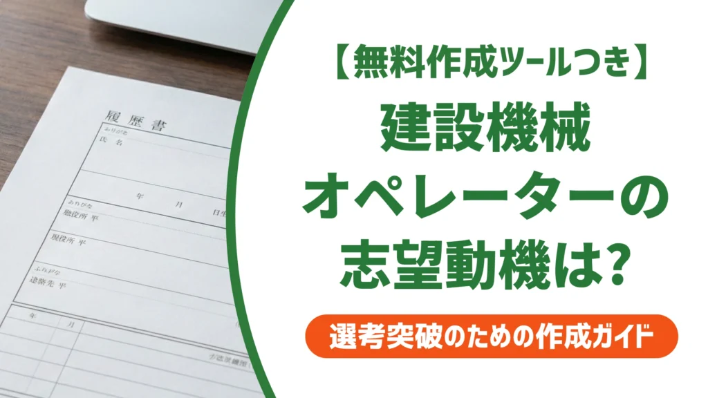 建設機械オペレーターの志望動機｜資格なし・未経験でも通る例文を徹底解説