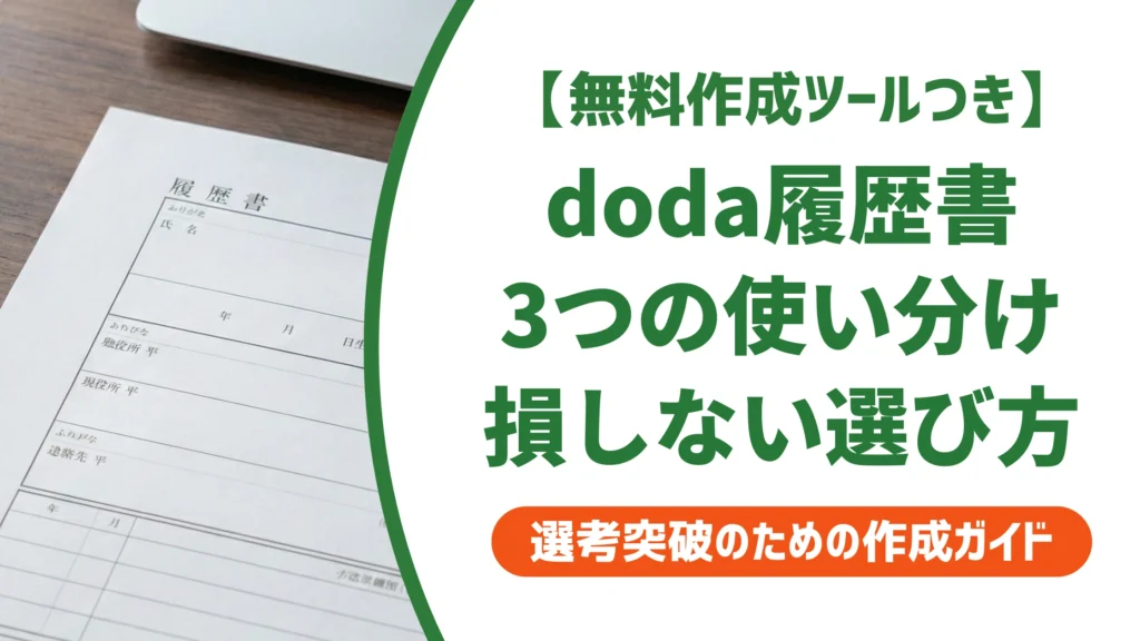 doda履歴書は3種類｜使い分けを間違えると損する選び方を徹底解説
