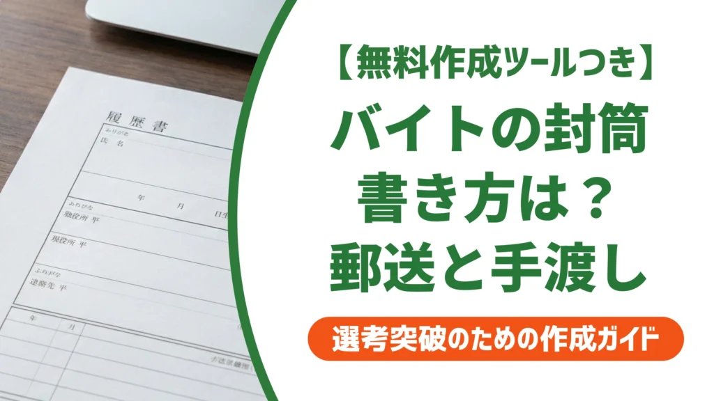 履歴書のアルバイト用封筒｜書き方と郵送・手渡しの違いを徹底解説