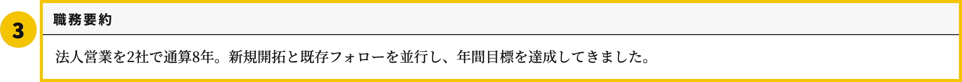 2社以上の職務経歴書テンプレートの職務要約欄