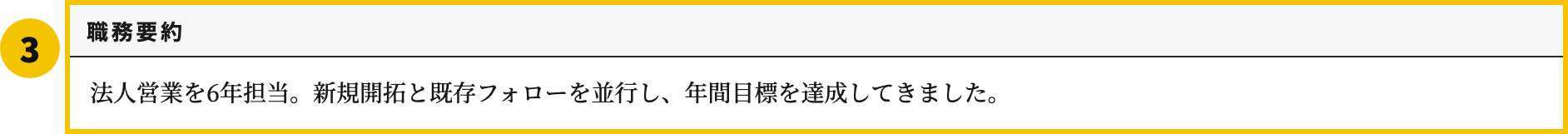 自己PRなしの職務経歴書テンプレートの職務要約欄